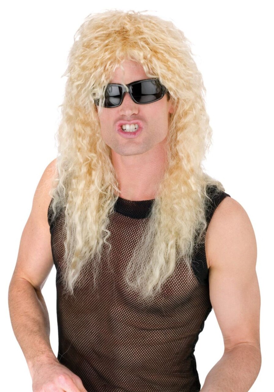 The Costume Center Blonde Headbanger Men Adult Halloween Wig Costume Accessory - One Size
